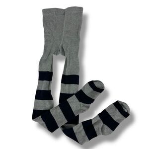 Crewcuts Girls Footed Tights size M-L Gray Navy Striped